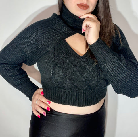 Sweater Manga Top Negro