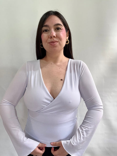 Polera Cruzada Campanada Blanca