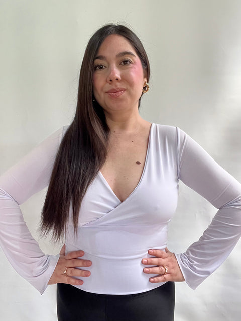 Polera Cruzada Campanada Blanca
