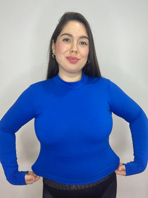 Polera Cuello Medio Beatle Azul Rey