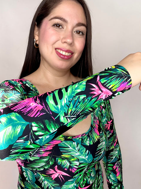 Body Doble Escote Redondo Manga Larga Selva