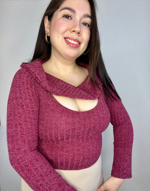 Top Cuello Ojal Burdeo