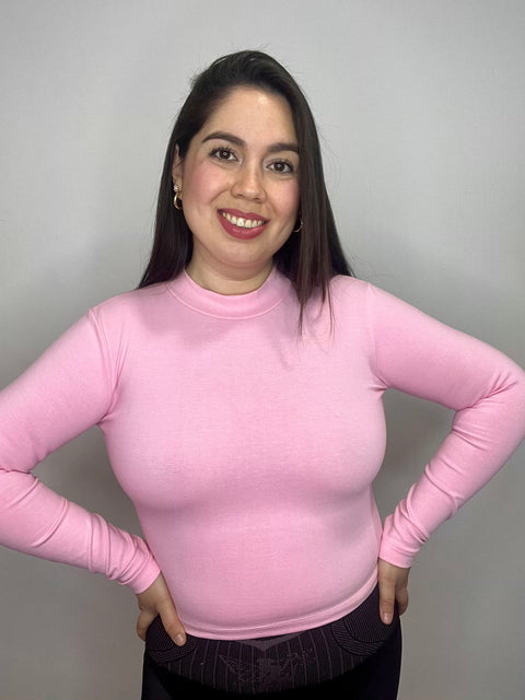 Polera Cuello Medio Beatle Rosado Bebé