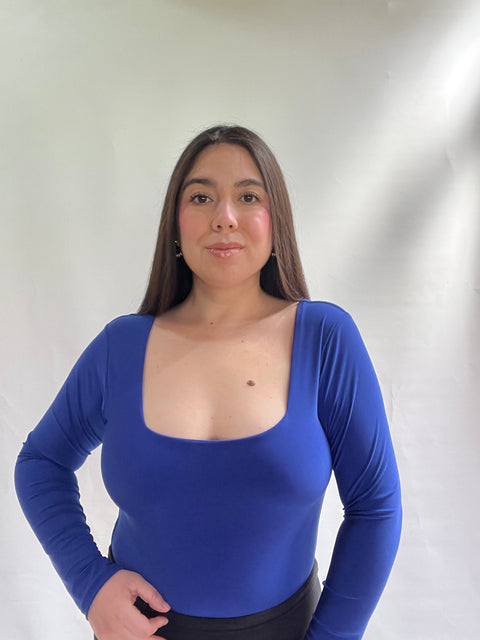 Body Doble Escote Cuadrado Azul Rey