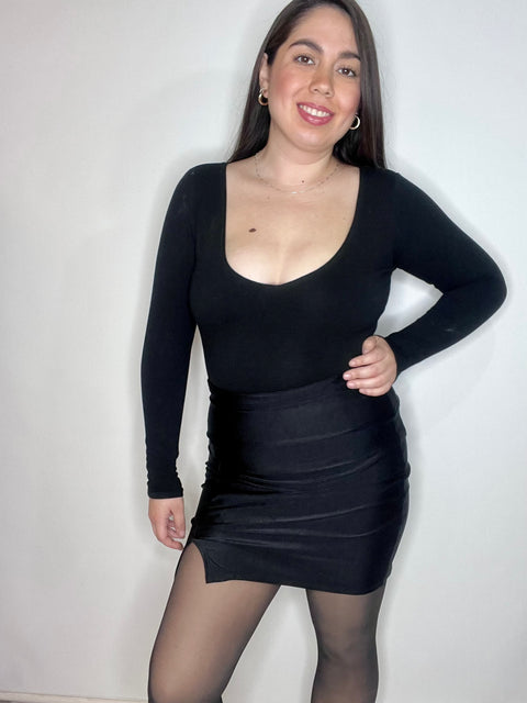 Falda Corte V Negra
