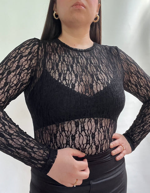 Body Encaje Primavera Negro