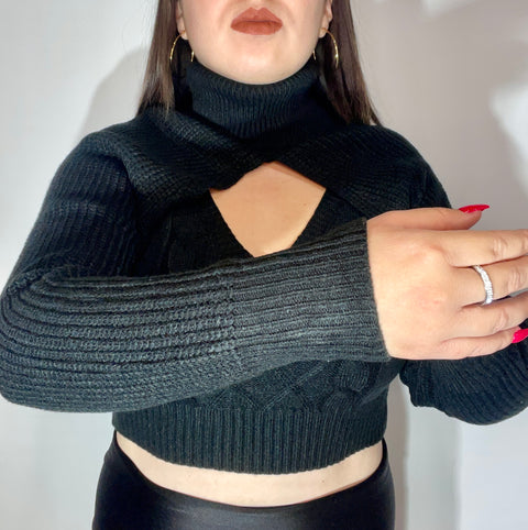 Sweater Manga Top Negro