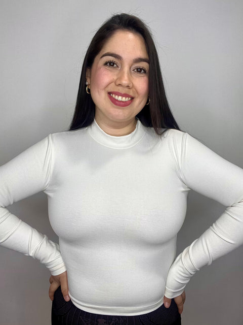 Polera Cuello Medio Beatle Blanco Invierno
