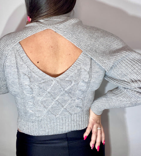 Sweater Manga Top Gris