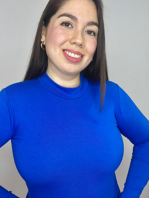 Polera Cuello Medio Beatle Azul Rey