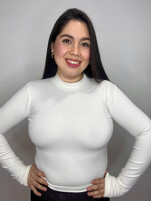 Polera Cuello Medio Beatle Blanco Invierno