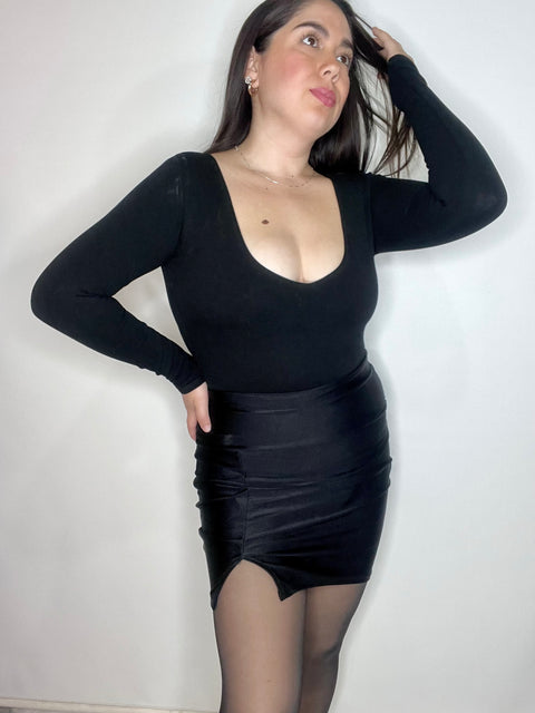 Falda Corte V Negra