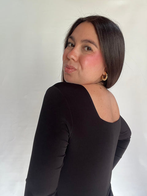 Body Doble Escote Cuadrado Negro