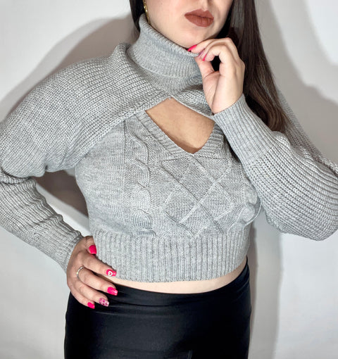Sweater Manga Top Gris