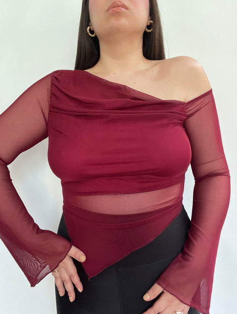 Blusa Asimétrica Burdeo