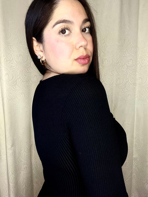 Body Escote Cuadrado Arrugado Negro