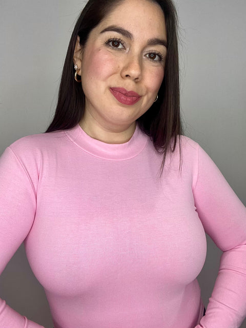 Polera Cuello Medio Beatle Rosado Bebé