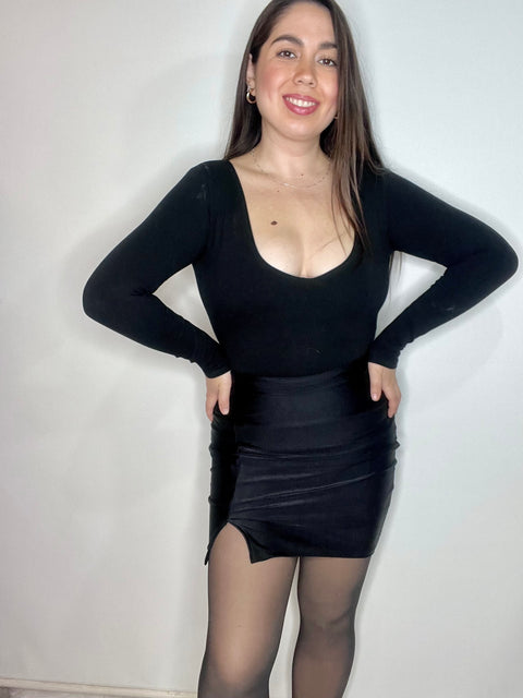 Falda Corte V Negra