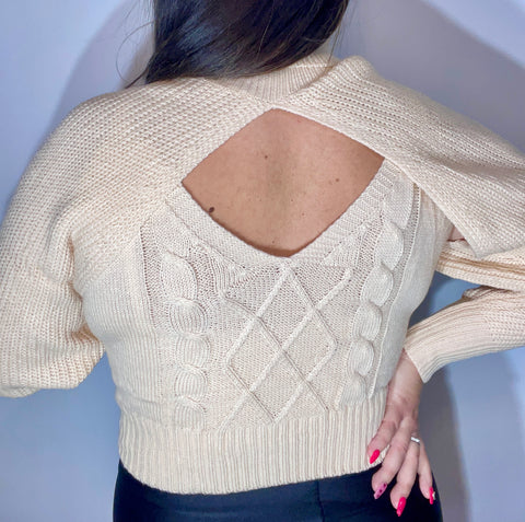 Sweater Manga Top Blanco Invierno