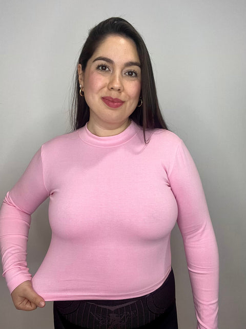 Polera Cuello Medio Beatle Rosado Bebé