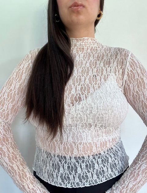 Blusa Encaje Primavera Blanco