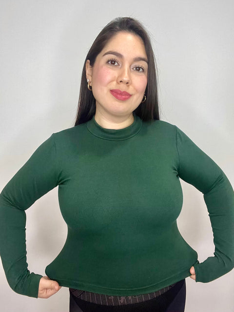Polera Cuello Medio Beatle Verde Botella