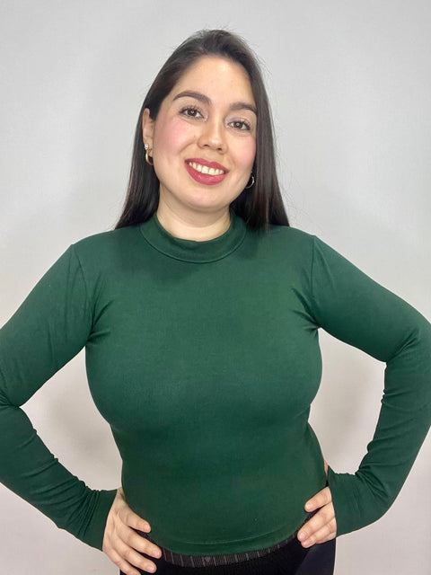 Polera Cuello Medio Beatle Verde Botella