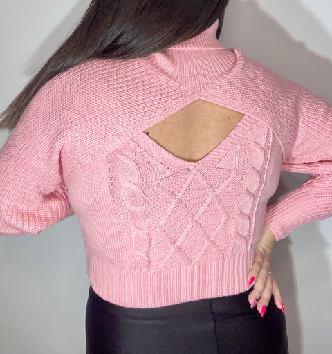 Sweater Manga Top Rosado