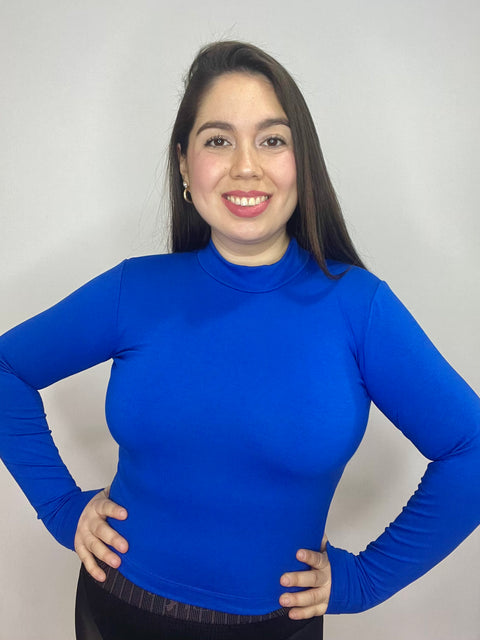 Polera Cuello Medio Beatle Azul Rey