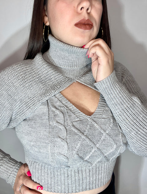 Sweater Manga Top Gris