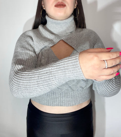 Sweater Manga Top Gris