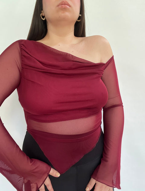 Blusa Asimétrica Burdeo