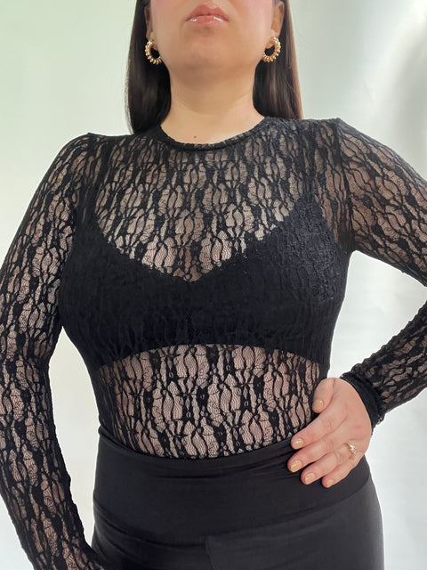 Body Encaje Primavera Negro