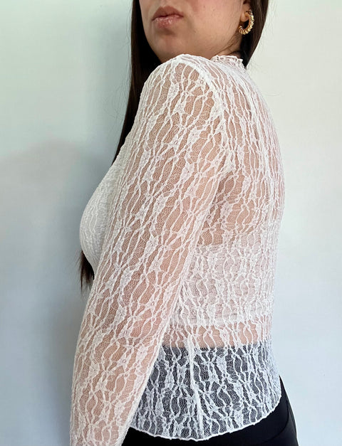 Blusa Encaje Primavera Blanco