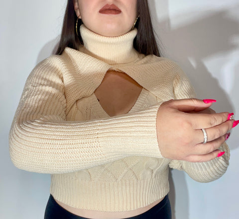 Sweater Manga Top Blanco Invierno
