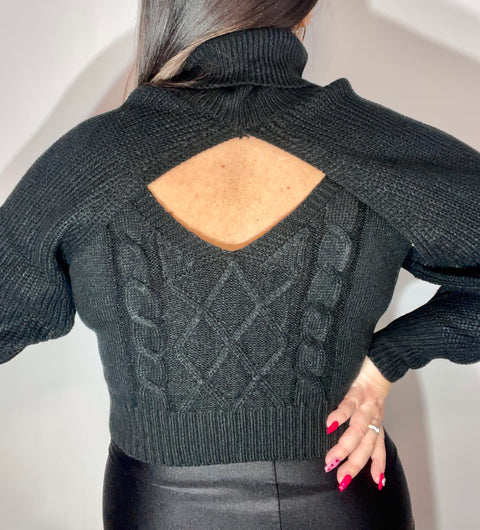 Sweater Manga Top Negro