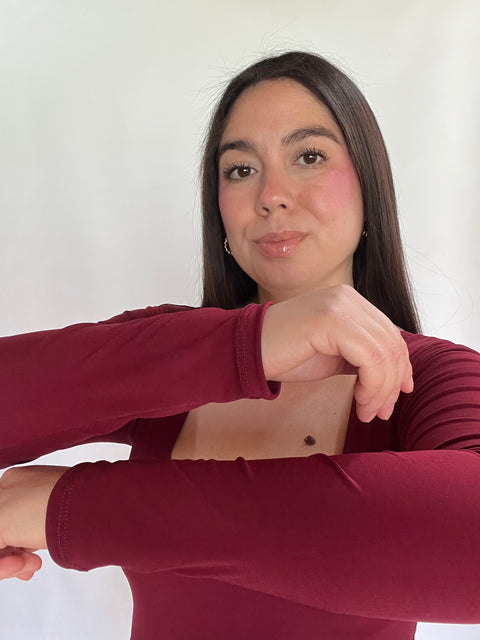 Body Doble Escote Cuadrado Burdeo