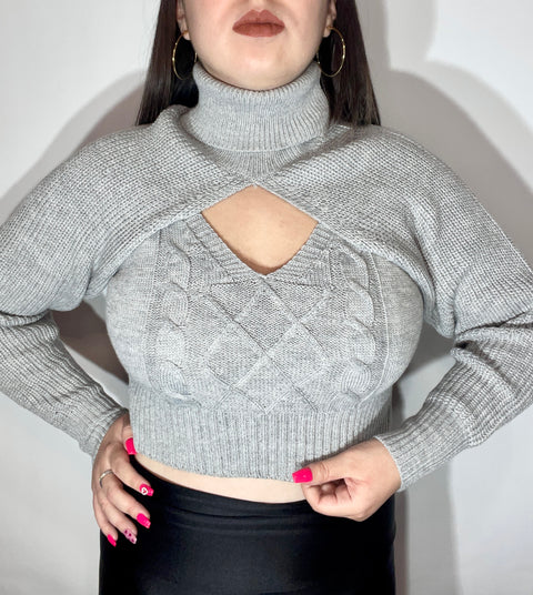 Sweater Manga Top Gris