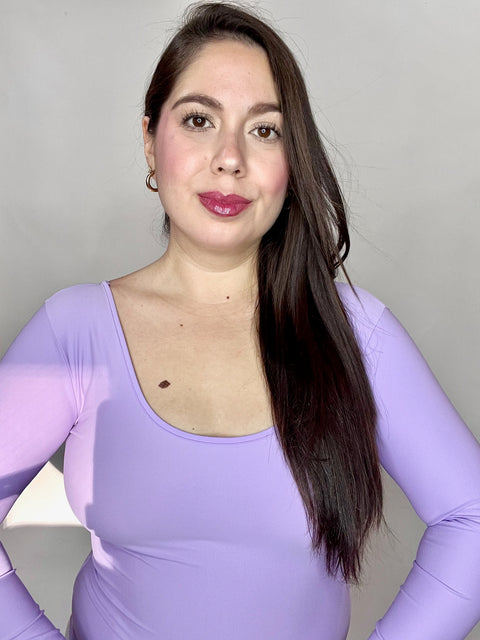 Body Doble Escote Redondo Manga Larga Lila
