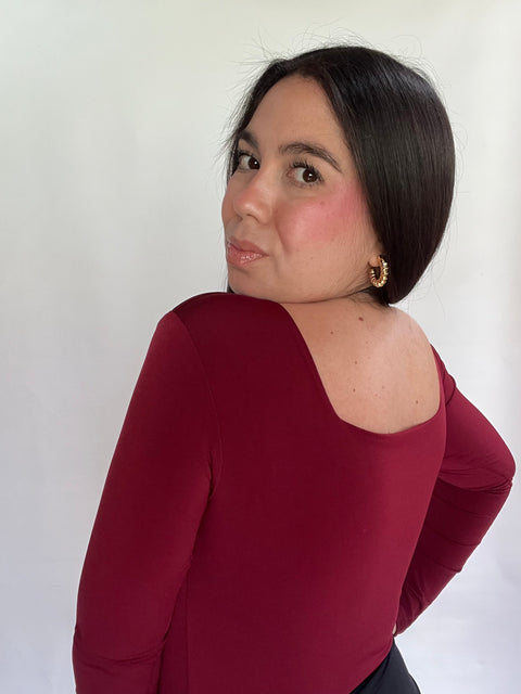 Body Doble Escote Cuadrado Burdeo