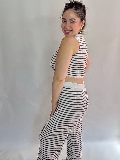 Conjunto Martina Rayas Blanco Gris
