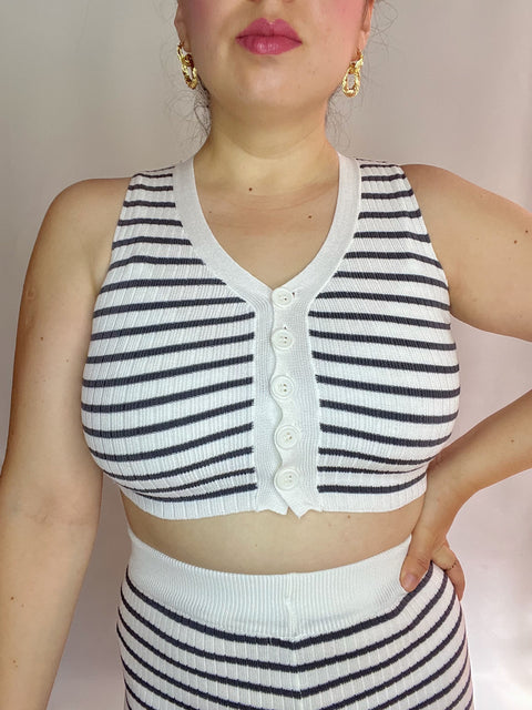 Conjunto Martina Rayas Blanco Gris