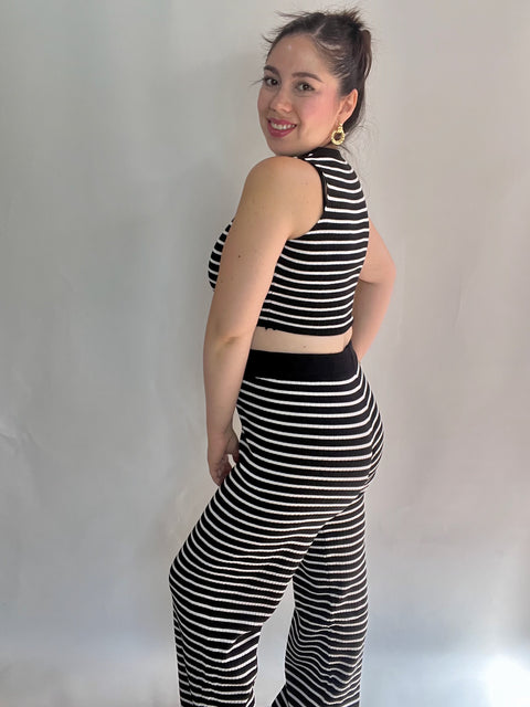 Conjunto Martina Rayas Negro Blanco