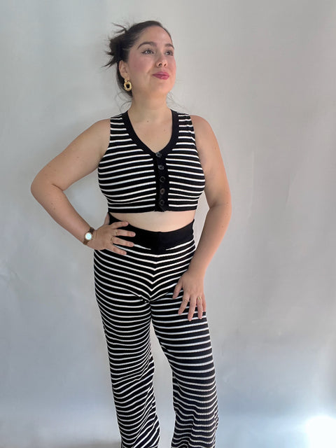 Conjunto Martina Rayas Negro Blanco