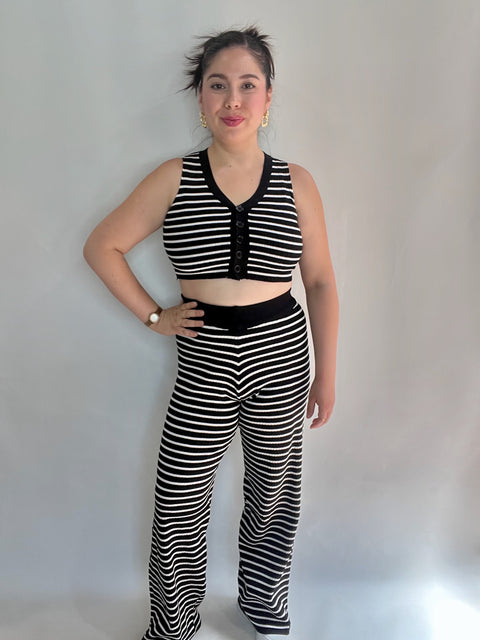 Conjunto Martina Rayas Negro Blanco