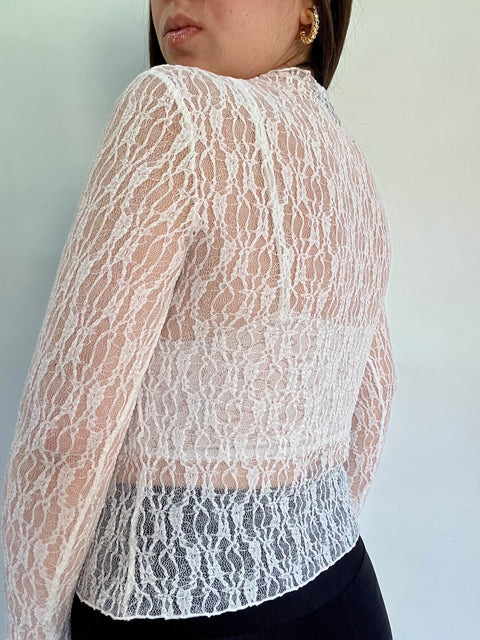 Blusa Encaje Primavera Blanco