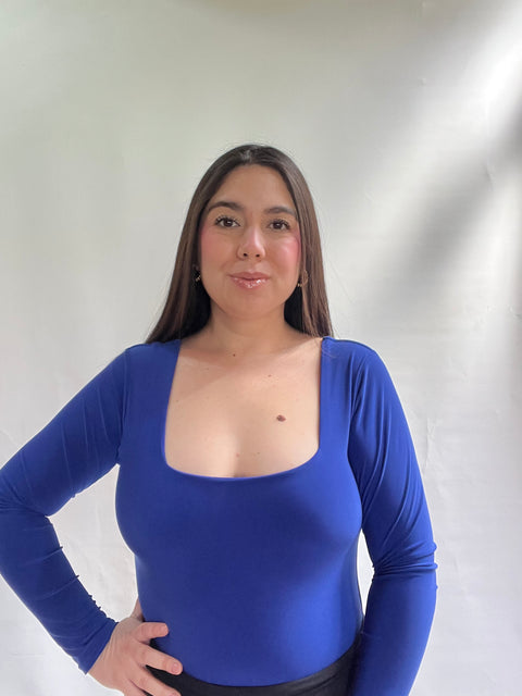 Body Doble Escote Cuadrado Azul Rey