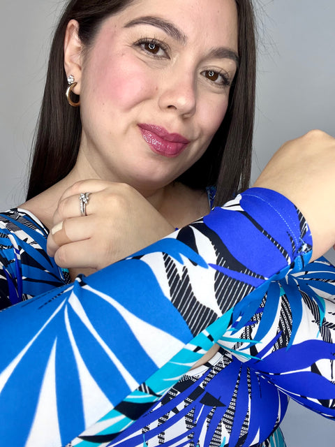 Body Doble Escote Redondo Manga Larga Mix Azul