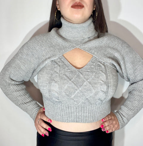Sweater Manga Top Gris