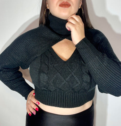 Sweater Manga Top Negro